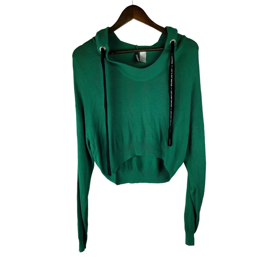 H&M Divided Crop Let's Get United Hoodie Medium Women's Green Used